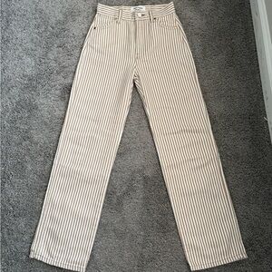 Reformation Cowboy Striped High Rise Straight Jeans